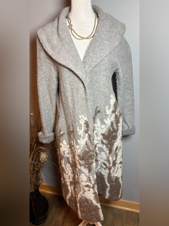 Angel Of The North Sweaters - Anthropologie Angel of the North Floral Long Sweater Coat L